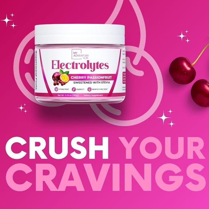 Zero Sugar - Cherry Passionfruit Electrolytes Powder - Refreshing Hydration - Caffeine Free Energy with All Natural Ingredients - Vegan, Keto, Paleo - Sugar Free Electrolytes Drink Mix - 30 Servings