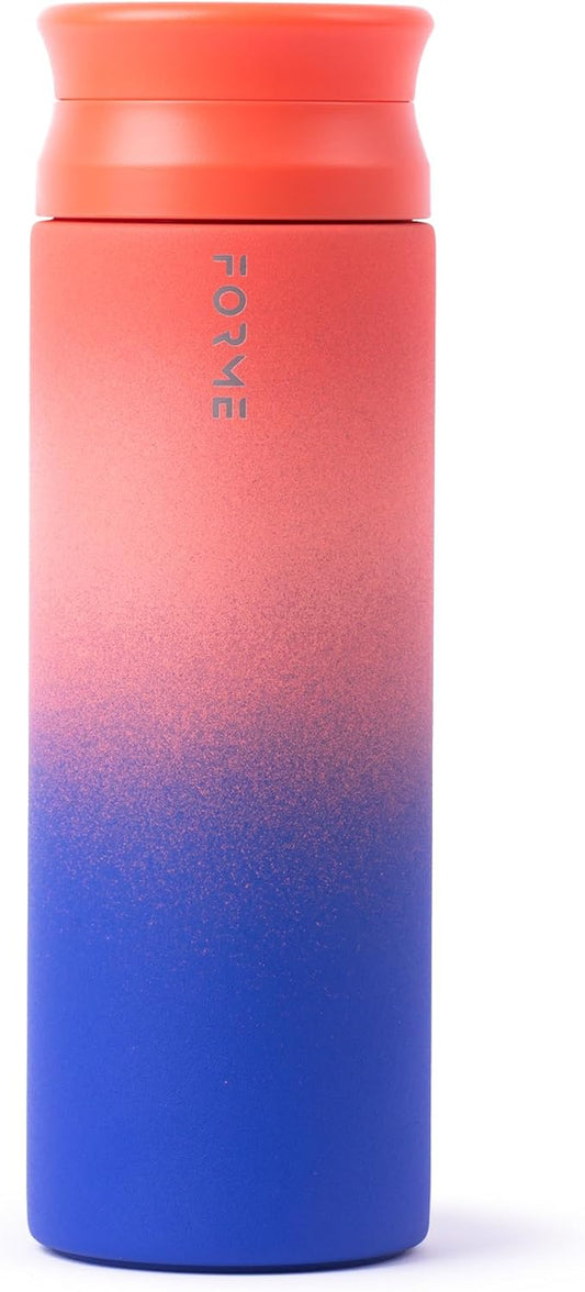 FORME - Shaker, 700ml Stainless Steel Protein Shaker, Double Walled Vacuum Insulated, Cold and Hot Drinks, Silent & Leak Proof, Fits Most Cup Holders (Gradient Blue/Orange/Red)