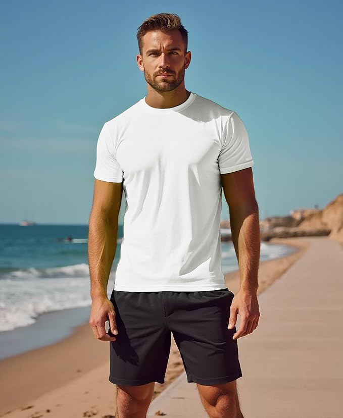 Workout Shirts Men Moisture Wicking T-Shirt Quick Dry Running Short Sleeve Gym Performance Active Tee Athletic Fit