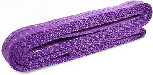Leyso Purple 6' x 1" Multifunctional Heavy Duty Lift Sling Web Town Strap with 5" Diameter Reinforced Loops and Wear Guard End
