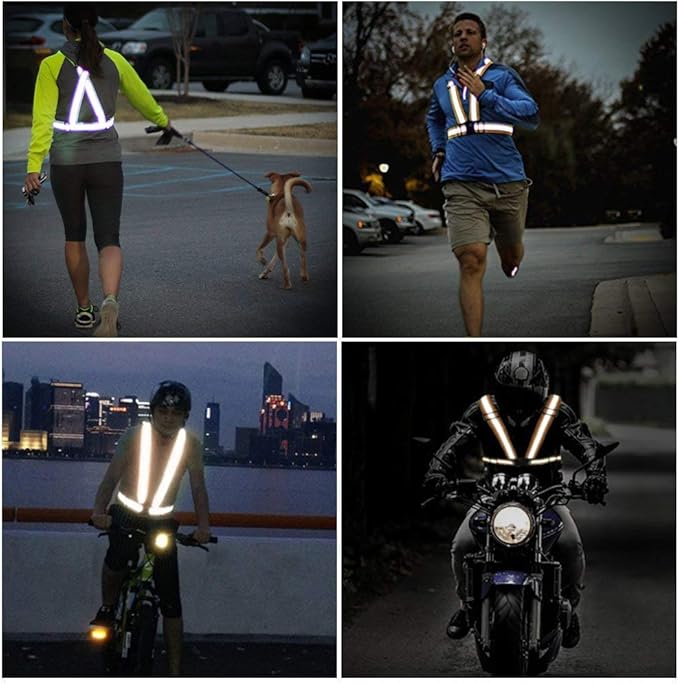Reflective Vest Running Gear, 2Pack High Visible Safety VES for Cycling Jogging Running Walking, Adjustable for Men Women Kids