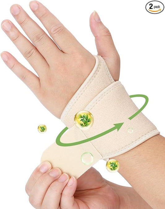2PCS Castor Oil Pack Wrap for Hand Wrap Wrist Brace for Carpal Tunnel Relief,Adjustable Reusable Compression Support for Women & Men, Right & Left Hands,Castor Oil Not Included