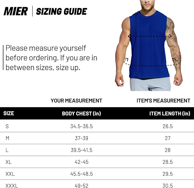 MIER Men's Workout Tank Tops UPF 50+ Swim Shirts Quick Dry Running Sleeveless UV Protection Muscle Tees