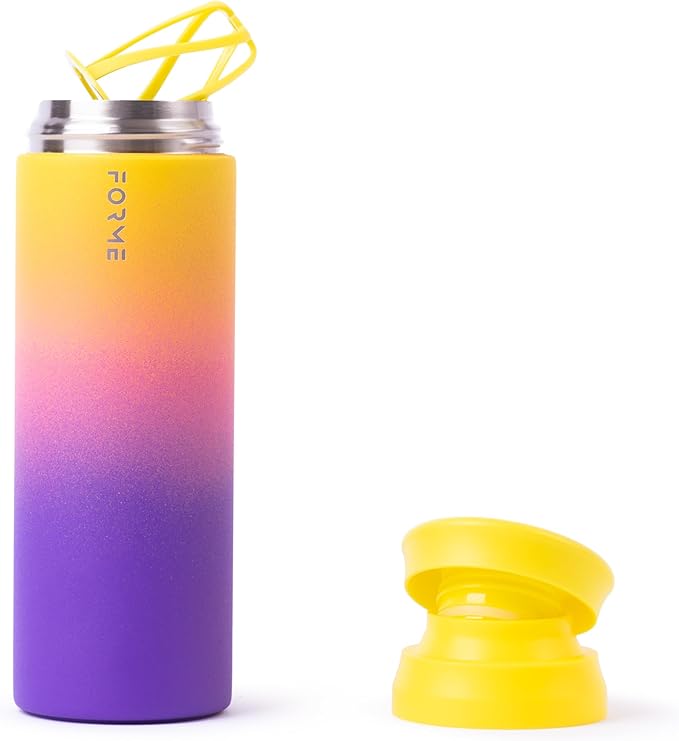 FORME - Shaker, 700ml Stainless Steel Protein Shaker, Double Walled Vacuum Insulated, Cold and Hot Drinks, Silent & Leak Proof, Fits Most Cup Holders (Gradient Purple/Pink/Yellow)