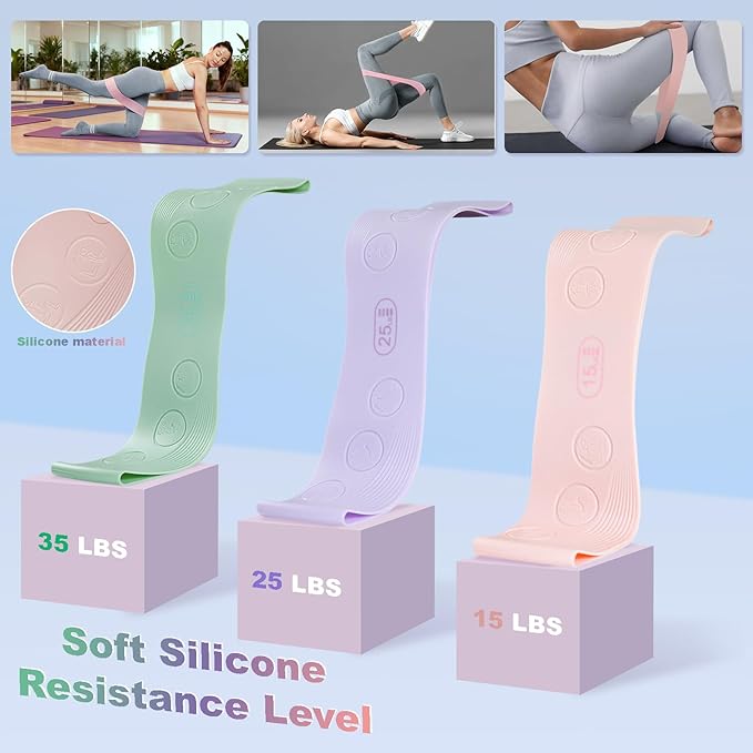 Luscinia Pilates Equipment Kit for Women Home Pilates Essentials Set with 14" Pilates Ring Circle 7" Pilates Ball Pilates Resistance Bands Figure 8 Band and Accessories Pink Pilates Kit for Beginners