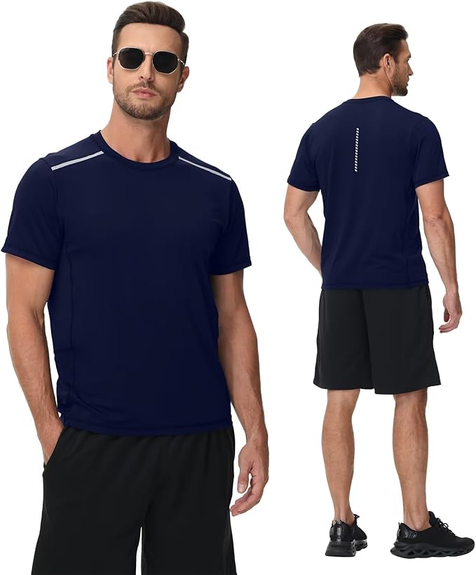 Yundobop Men's Athletic Workout T-Shirt Breathable Short Sleeve UPF 50+ Running Tee