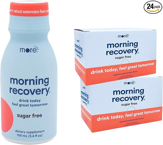 Morning Recovery Electrolyte, Milk Thistle Drink Proprietary Formulation to Hydrate While Drinking, Highly Soluble Liquid DHM, Non GMO, Vegan, Gluten-Free, Sugar Free Watermelon, Pack of 24