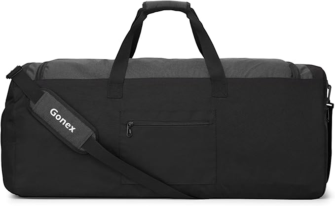 Gonex Gym Duffel Bag with Shoe Compartment Wet Pocket, Large Capacity Sports Duffle Bag for Men Women, Workout & Travel Bag with Multiple Pockets, Black, Large (100L)