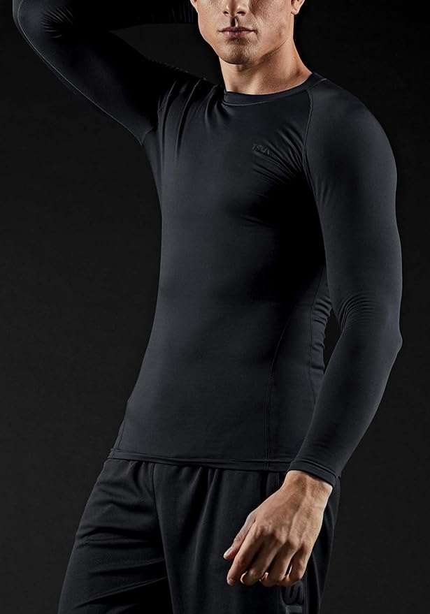 TSLA Men's Thermal Long Sleeve Compression Shirts, Athletic Base Layer Top, Winter Gear Running T-Shirt