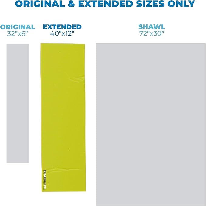 SHAKEitCOOL Extended Size Cooling Towel โ Be Cool in Style - Heat Relief, Soft, Lightweight, Sun Protection, Easy Clean - Perfect for Biking, Hiking, Running, Yoga, Golf, Gardening - Safety Yellow M