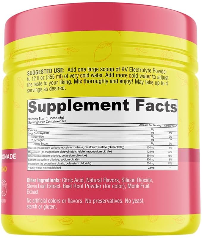 Keto Vitals Electrolytes Powder - Sugar Free Keto Electrolytes Powder with Potassium, Magnesium, Sodium, & Calcium - No Sugar Electrolyte Drink Mix & Hydration Powder, 60 Servings, Raspberry Lemonade