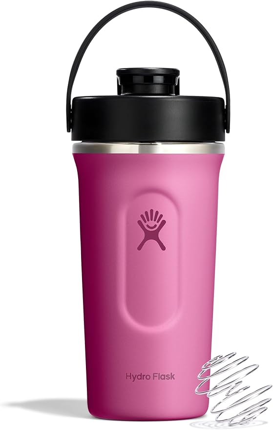 Hydro Flask Shaker Bottle – Insulated Stainless Steel Gym Bottle for Pre Workout & Protein 24 Oz Reef Pink