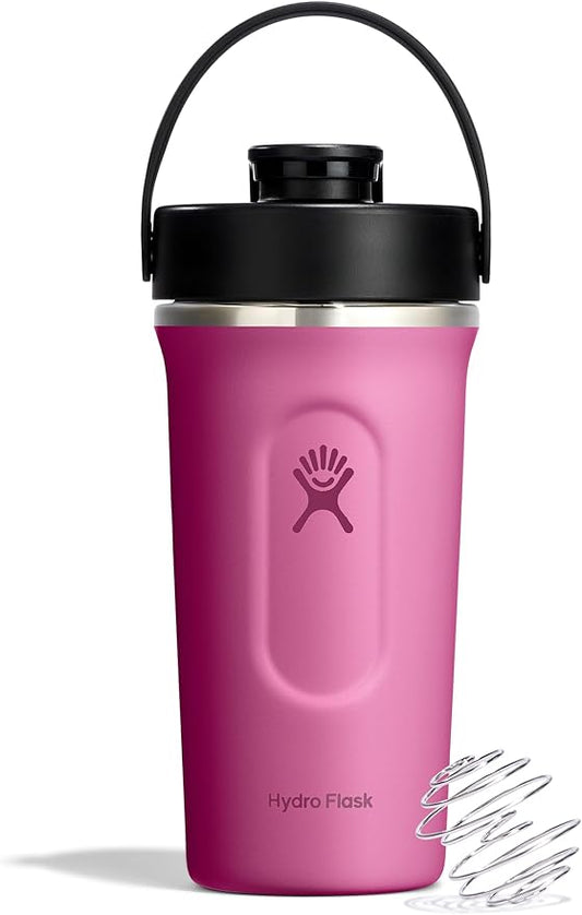 Hydro Flask Shaker Bottle – Insulated Stainless Steel Gym Bottle for Pre Workout & Protein 24 Oz Reef Pink