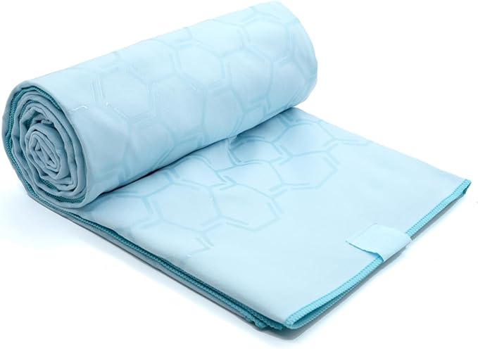 Eunzel Yoga Towel for Hot Yoga,Non-Slip Double Sided Silicone Grip Towel Absorbent Microfiber Towel for Hot Yoga, Vinyasa and Power 26.5"x72", Blue