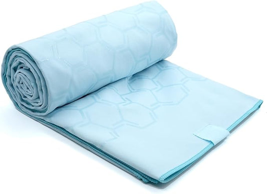 Eunzel Yoga Towel for Hot Yoga,Non-Slip Double Sided Silicone Grip Towel Absorbent Microfiber Towel for Hot Yoga, Vinyasa and Power 26.5"x72", Blue