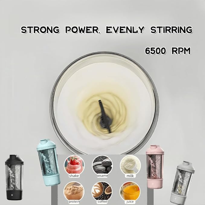 Electric Protein Shaker Bottle Automatic Stirring Mug Tritan Materia Cup Sports Health Cup Waterproof Rechargeable Cup (Pink)