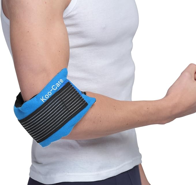 Koo-Care Flexible Gel Ice Pack & Wrap with Elastic Strap for Hot Cold Therapy - Great for Migraine Relief, Sprains, Muscle Pain, Bruises, Injuries (Head, Neck, Arm, Elbow, Knee, Ankle)