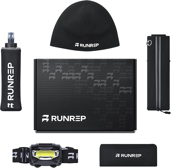 Running Gift Box for Runners, Running Gifts for Men and Women with Running Head Torch, Water Bottle, Waist Bag, Headband, Cap, Running Accessories for Hiking Jogging Marathons