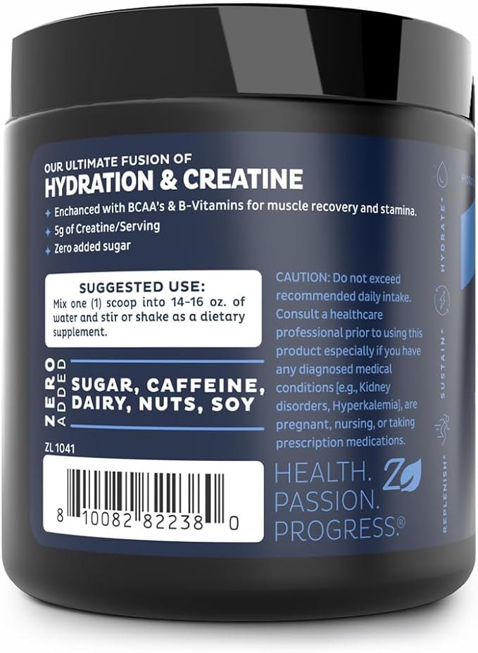 Zeal Electrolyte Powder w/Micronized Creatine (30 Servings | Lemon Sorbet) w 0 Sugar +BCAAs +B-Vitamins Electrolyte Supplement w Potassium Zinc & Magnesium