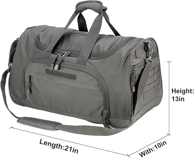 HYKING Gym Bag for Women & Men Tactical Duffle Military Weekender Work Out Lightweight Waterproof Sports Tote Shoe Pocket Gray