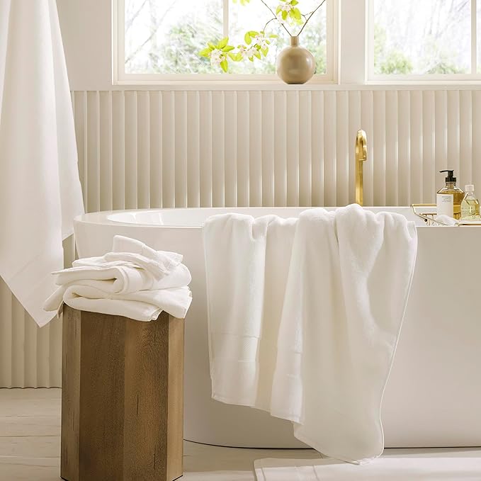 BOLL & BRANCH Plush Bath Sheet Set - White - 6 Piece - Includes 2 Oversized Bath Sheets, 2 Hand Towels & 2 Washcloths - 100% Organic Cotton - Ultra Soft & Luxurious - Quick Absorbing