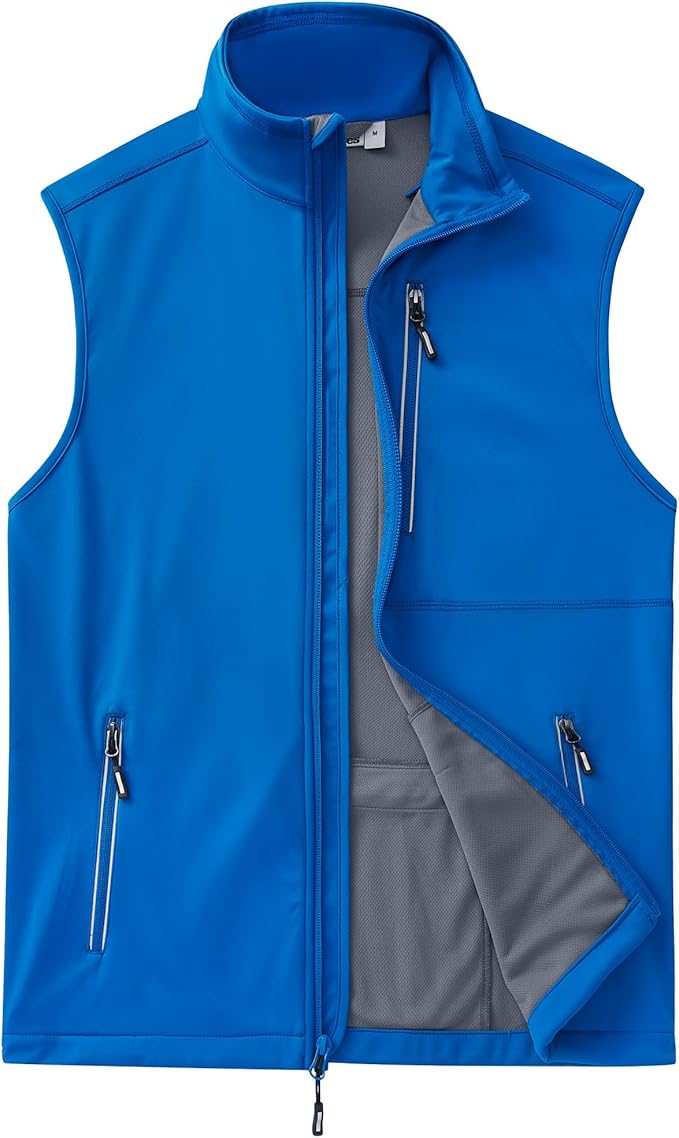 Outdoor Ventures Men's Windproof Softshell Vest Outerwear Lightweight Sleeveless Jacket for Running Golf Hiking Travel