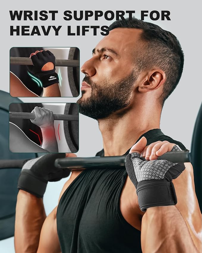 Trideer Weight Lifting Gloves for Women Men with Wrist Support, Workout Gloves Women Full Palm Protection for Gym Training, Fitness, Weightlifting & Pull Ups