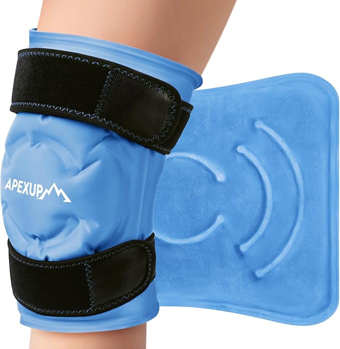 APEXUP Ice Pack for Knee Pain Relief, Large Reusable Wrap After Surgery, Flexible Gel Cold Pack for Injuries, Pain Relief for Back, Shoulder, Elbow, Ankle and Leg (Blue, XXL, 1PK)