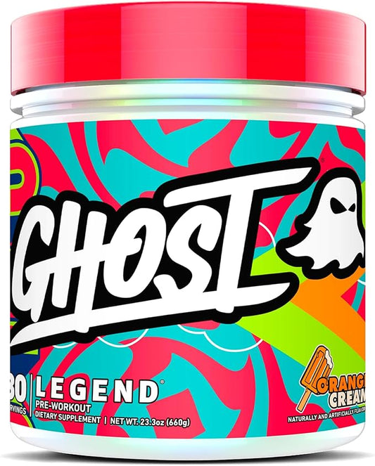 GHOST Legend Pre-Workout Powder, Orange Cream - 30 Servings – Pre-Workout for Men & Women with Choline, L-Citrulline, & Beta Alanine for Energy & Focus