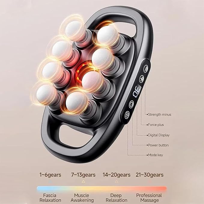 Zevessa Massager - Relief Wave Pro 3, 2026 Upgrade Reliefwave Massager, Electric 16 Head Massage Gun Deep Tissue, 30 Intensity Levels & 3 Smart Modes, for Legs,Back,Waist Pain Relief (White-16 Head)