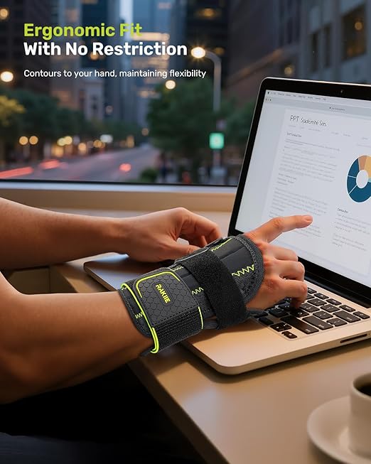Right Hand Wrist Brace for Women Men, Lightweight Soft Wrist Support for Carpal Tunnel Relief, Thumb Splint Right Hand for Arthritis, De Quervain's Tenosynovitis, Yellow L/XL(7.48-9.84")