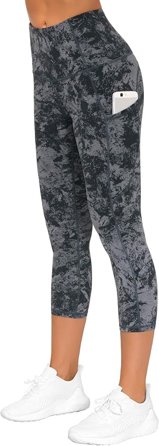 THE GYM PEOPLE Thick High Waist Capris Yoga Pants with Pockets, Tummy Control Workout Running Yoga Leggings for Women