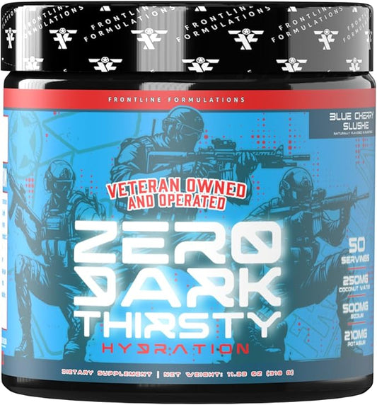 Zero Dark Thirsty - Hydration Drink Mix | Blue Cherry Slushie; 50 Servings | Contains Essential Electrolytes. Rapid Hydration. Replenish Lost Nutrients