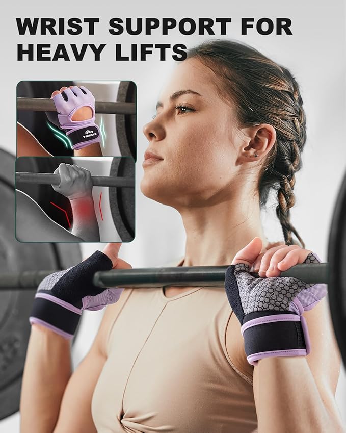 Trideer Weight Lifting Gloves for Women Men with Wrist Support, Workout Gloves Women Full Palm Protection for Gym Training, Fitness, Weightlifting & Pull Ups