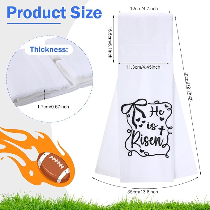 Shimeyao 2 Pcs Christian Cross Football Pitching Towel with Hook and Loop Closure, Cotton Quarterback Sports Towel with Bible Cross for Football Jesus Faith White and Black