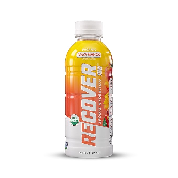 RECOVER 180 Organic Sports Hydration Drink, No Sugar Added, 20 Calorie Sports Beverage, Organic Flavors With Vitamins, Potassium-Packed Electrolytes (16.9 Fl Oz (Pack of 12), Variety Pack)
