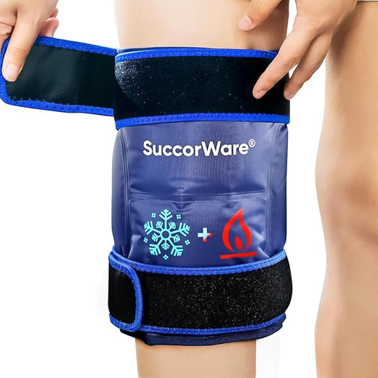 Knee Ice Pack Wrap for Injuries Reusable - Hot & Cold Gel Bags for Leg, Back, Shoulders, Arms, Elbow Injuries, Pain Relief, Swelling, Knee Replacement Surgery(Navy Blue)