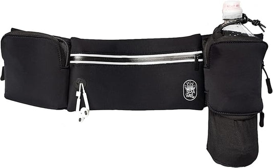 Running Belt with Water Bottle Holder - Waist Bag With Extender for Jogging, Hiking, Cycling, Walking - Dog Walker Hydration Fanny Pack - Sport Pouch iPhone Carrier for Women and Men - Black