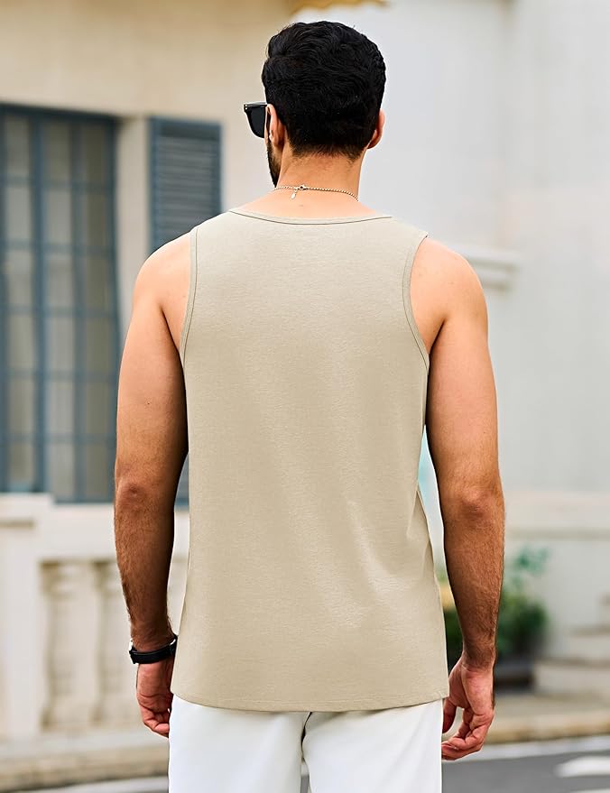 Cotrasen Men's Tank Top UPF 50+ Sleeveless Shirt Cotton Moisture Wicking Casual Gym Workout Shirts Cooling Muscle Tee Shirt