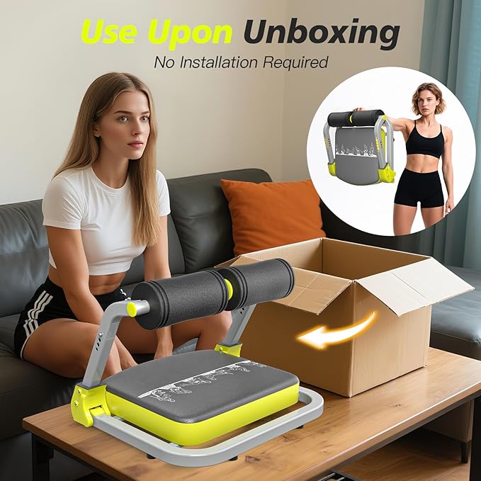 Ab Machine, Ab Trainer Machine for Home Gym, Sit Up Exercise Equipment for Home Use, 4 Level Adjustable Resistance for Stomach Workout, No Assembly Core Machine with Quick Rebound for Full-Body Workout