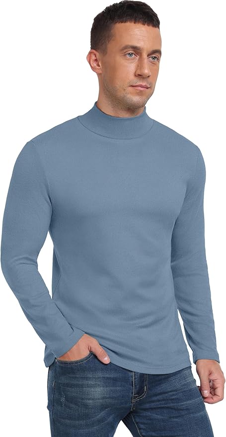 Sailwind Men's Mock Turtleneck Long Sleeve T Shirts Basic Slim Fit Pullover Sweater Thermal Lightweight Tees
