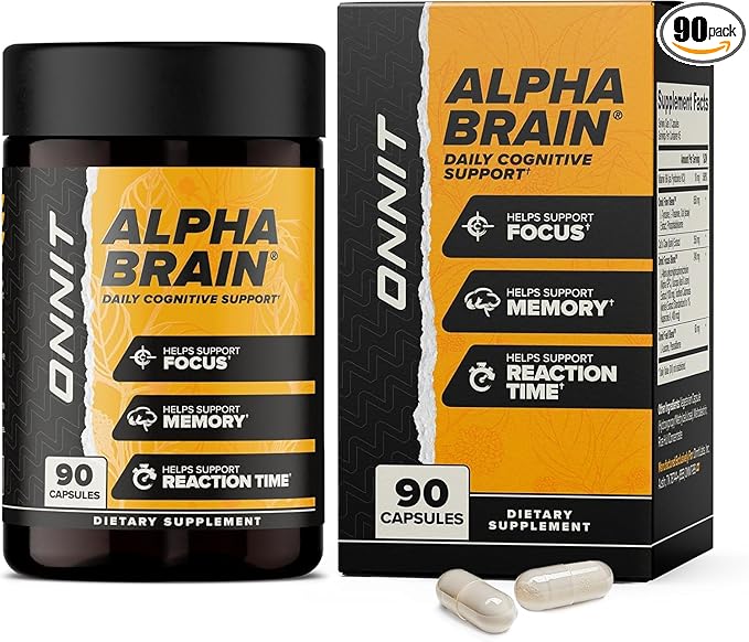 ONNIT Alpha Brain Nootropic Brain Supplement for Men & Women, IGEN™ Non-GMO Tested | Memory, Mental Clarity & Cognitive Improvement | Focus Capsules with L-Theanine, Vitamin B6 (90 Count)