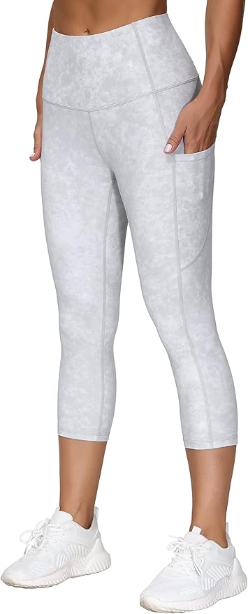 THE GYM PEOPLE Thick High Waist Capris Yoga Pants with Pockets, Tummy Control Workout Running Yoga Leggings for Women