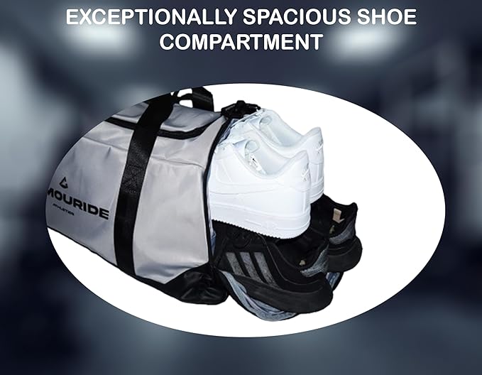 45L Workout Gym Bag for Men & Women – Waterproof Carry On Gym Duffle Bags for Men - Convertible Gym Bag with Shoe Compartment & Wet Pocket for Sports, Weekends & Fitness - Classic Grey
