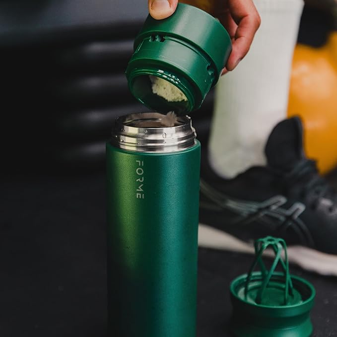 FORME - OG Classic Shaker, 500ml + 35g Stainless Steel Protein Shaker, Double Walled Vacuum Insulated, Cold and Hot Drinks, Silent & Leak Proof, Fits Most Cup Holders (Jungle)