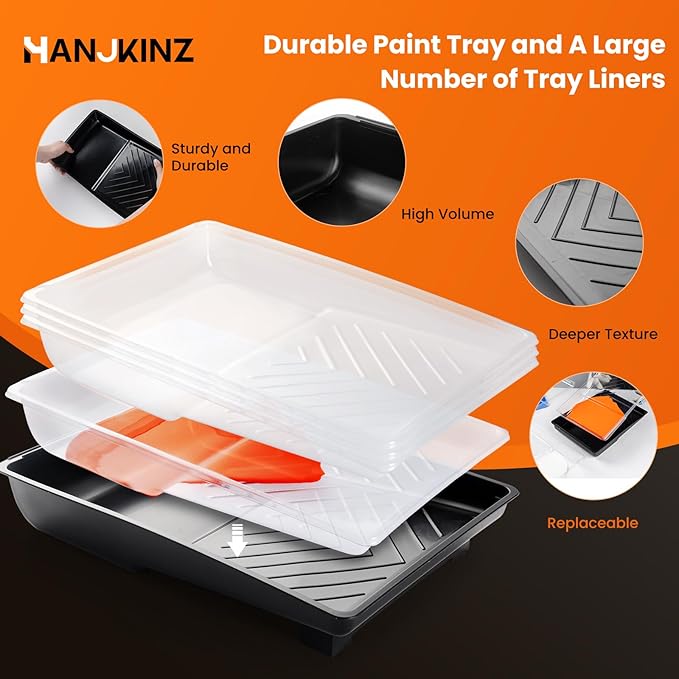 12 Pcs 6 Inch Paint Roller Kit with High-Density Foam Paint Roller, Paint Tray with Liner, Mini Roller for Painting Wall, Door, Cabinet