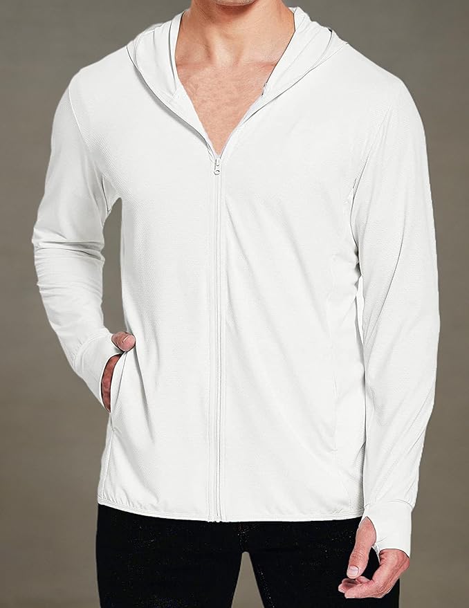 COOFANDY Men Full Zip UPF 50 Sun Protection Hoodie Jacket Long Sleeve Lightweight Breathable UV Shirts with Pockets