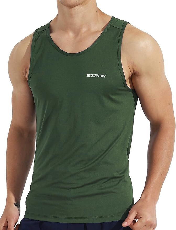 EZRUN Men's Quick Dry Sport Tank Top for Bodybuilding Gym Athletic Jogging Running,Fitness Training Workout Sleeveless Shirts