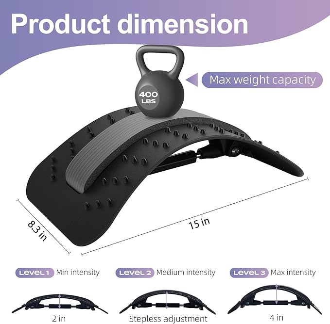 YAJIACLONE Back Stretcher for Lower Back Pain Relief,Adjustable, Portable, Durable Lumbar Support Board,Stocking Stuffers for Adults, Unique Elephant Thanksgiving Christmas Gift.