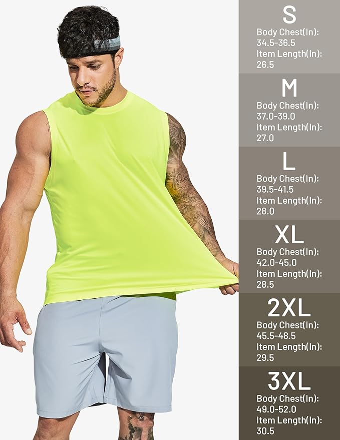 MIER Men's Workout Tank Tops UPF 50+ Swim Shirts Quick Dry Running Sleeveless UV Protection Muscle Tees